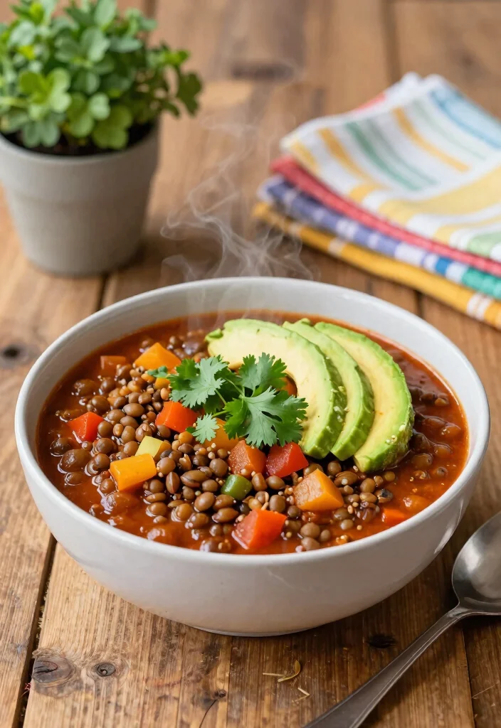 19 Hearty Dinner Recipes Around 700 Calories - 2. Spicy Lentil and Quinoa Chili 1