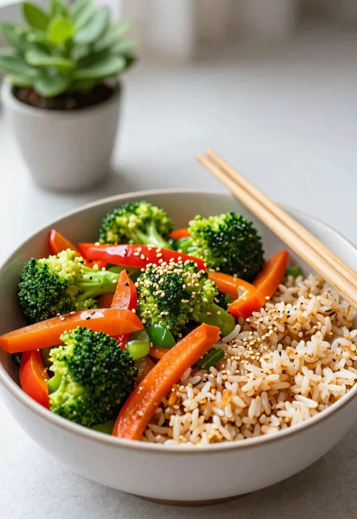 19 Hearty Dinner Recipes Around 700 Calories - 4. Vegetable Stir-Fry with Brown Rice 1