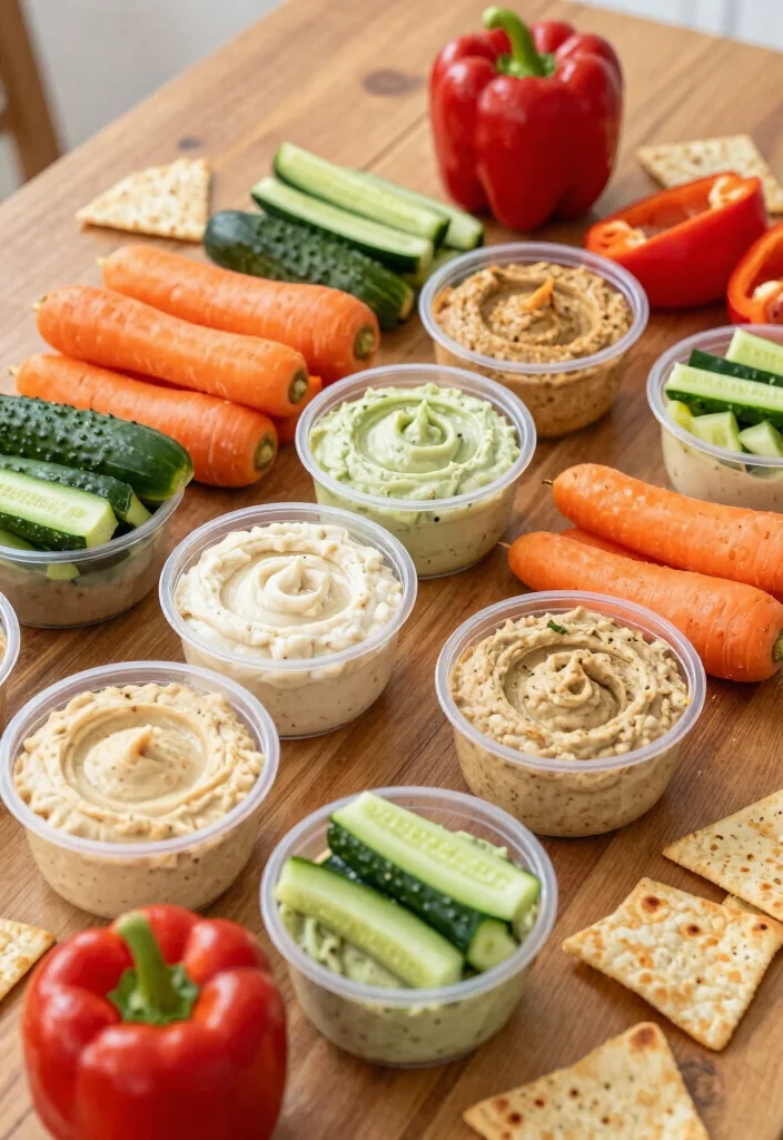 19 Meal Prep Lunch Ideas to Take to Work All Week - 13. Hummus & Veggie Snack Packs 1