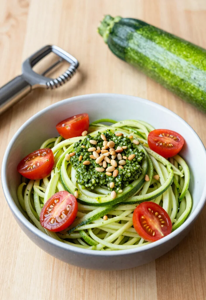 19 Meal Prep Lunch Ideas to Take to Work All Week - 7. Zucchini Noodles with Pesto 1