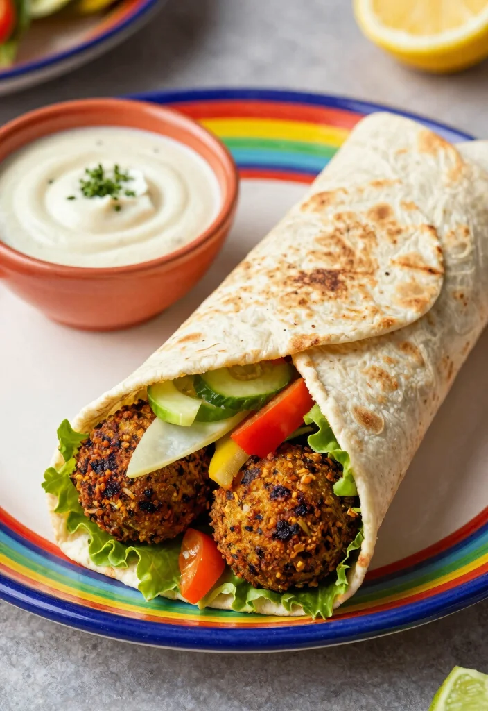 19 Wraps for Lunch That Are Easy, Filling, and Perfect for Any Day - 12. Falafel Wrap with Tahini Sauce 1
