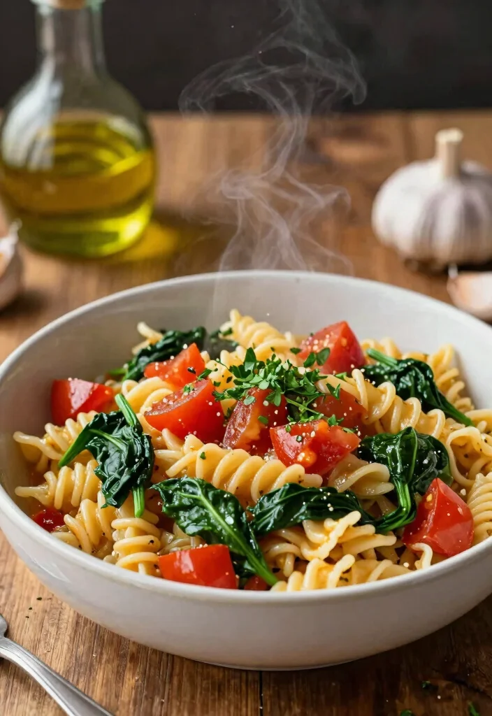 20 Cheap Dinner Recipes That Are Filling and Delicious - 9. One-Pot Pasta with Spinach and Tomatoes 1