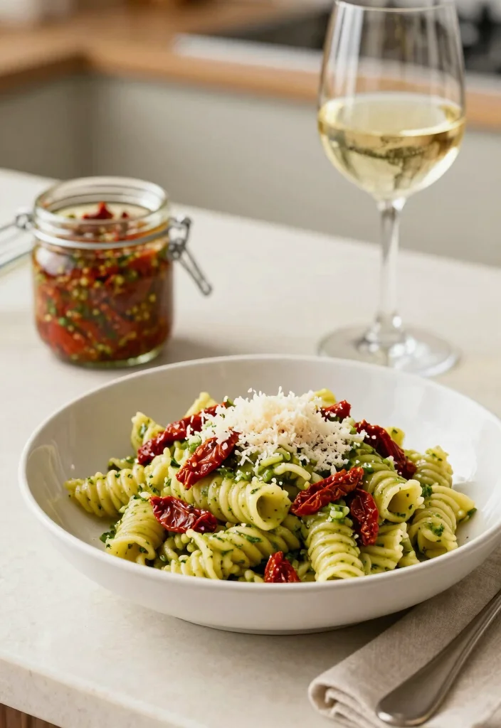 20 Easy Trader Joe’s Dinner Recipes Using Store Staples - 11. Pesto Pasta with Sun-Dried Tomatoes 1
