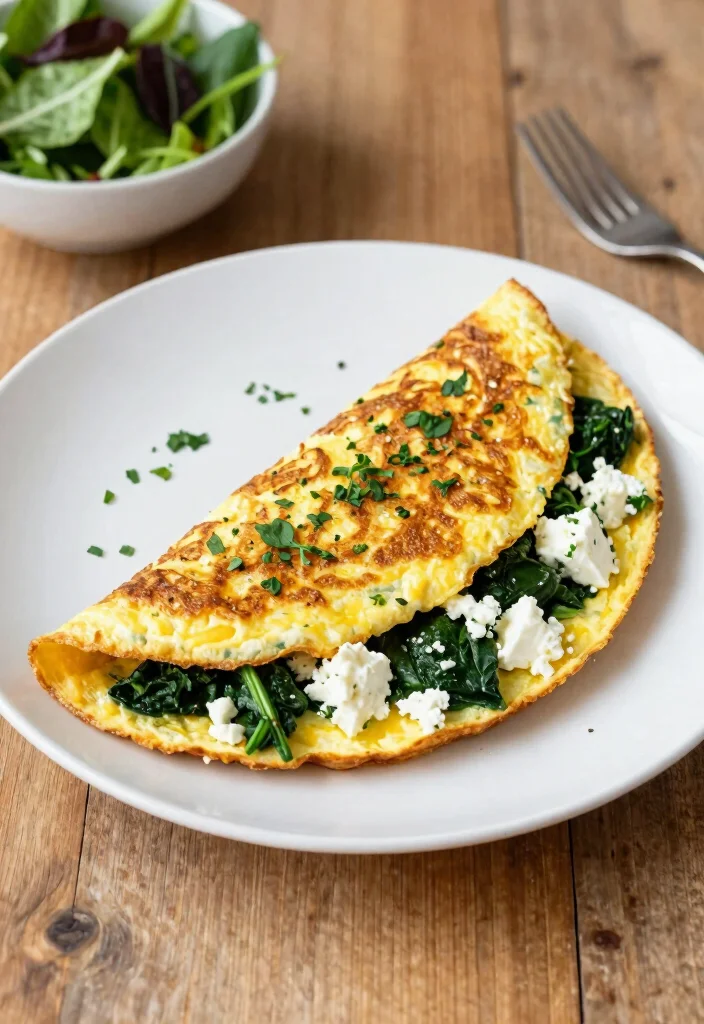 20 Easy and Cheap Lunch Ideas That Save Time and Money - 7. Spinach and Feta Omelette 1