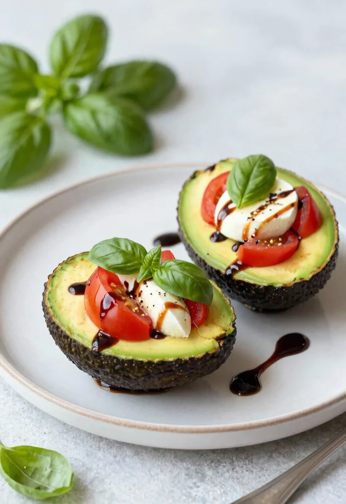 20 Filling Dinner Recipes Under 800 Calories - 18. Caprese Stuffed Avocados 1