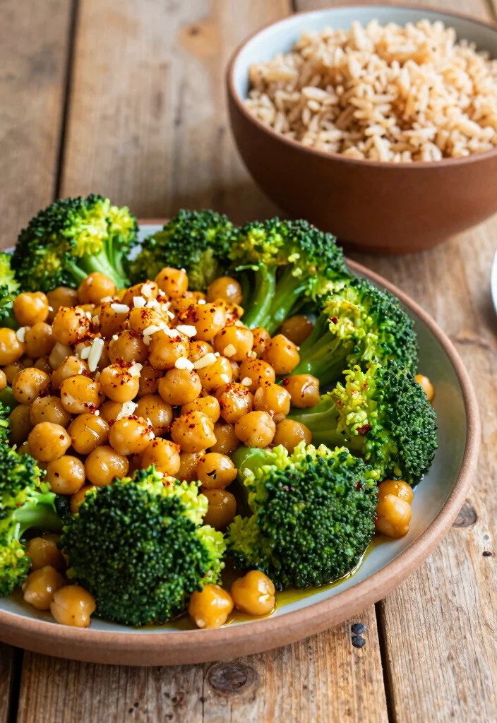20 Healthy Broccoli Dinner Recipes That Taste Delicious - 2. Garlic Roasted Broccoli and Chickpeas 1