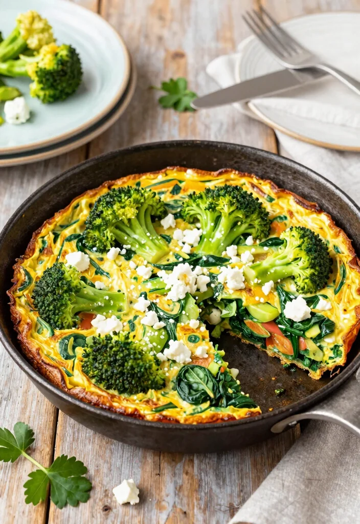 20 Healthy Broccoli Dinner Recipes That Taste Delicious - 4. Broccoli Frittata with Feta and Spinach 1