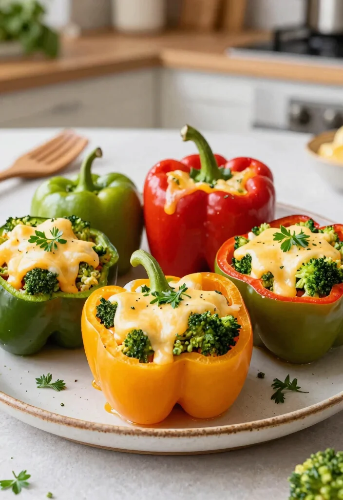 20 Healthy Broccoli Dinner Recipes That Taste Delicious - 7. Broccoli and Cheese Stuffed Peppers 1