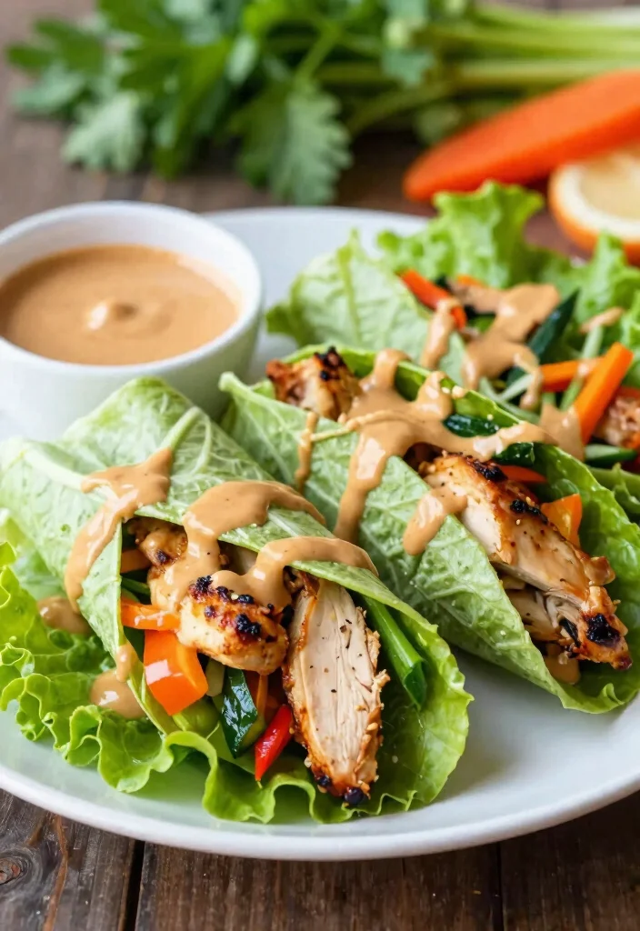 20 Healthy High-Protein Dinner Recipes to Keep You Full - 20. Thai Peanut Chicken Wraps 1