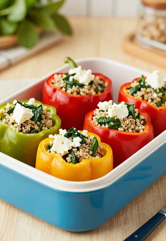 20 Healthy Lunch Box Ideas for School Kids Will Actually Eat - 19. Spinach and Feta Stuffed Peppers 1