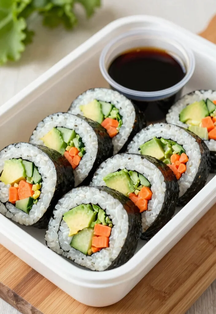 20 Healthy Lunch Box Ideas for School Kids Will Actually Eat - 6. Simple Veggie Sushi Rolls 1