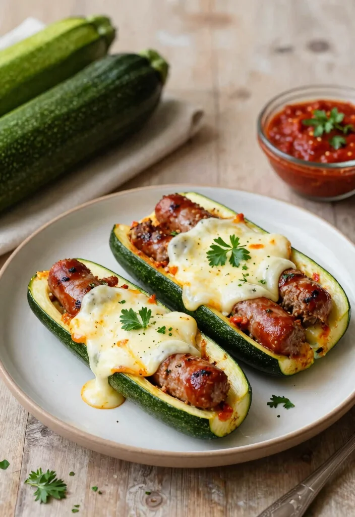 20 Italian Sausage Dinner Recipes the Whole Family Will Love - 10. Italian Sausage Zucchini Boats 1