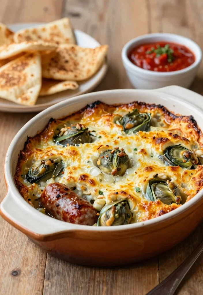20 Italian Sausage Dinner Recipes the Whole Family Will Love - 12. Italian Sausage and Artichoke Hearts Bake 1