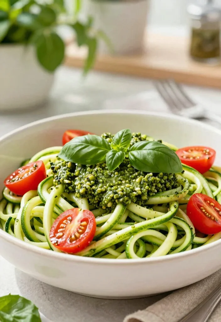 20 Lunch Potluck Ideas That Are Easy to Make and Share - 10. Zucchini Noodles with Pesto 1
