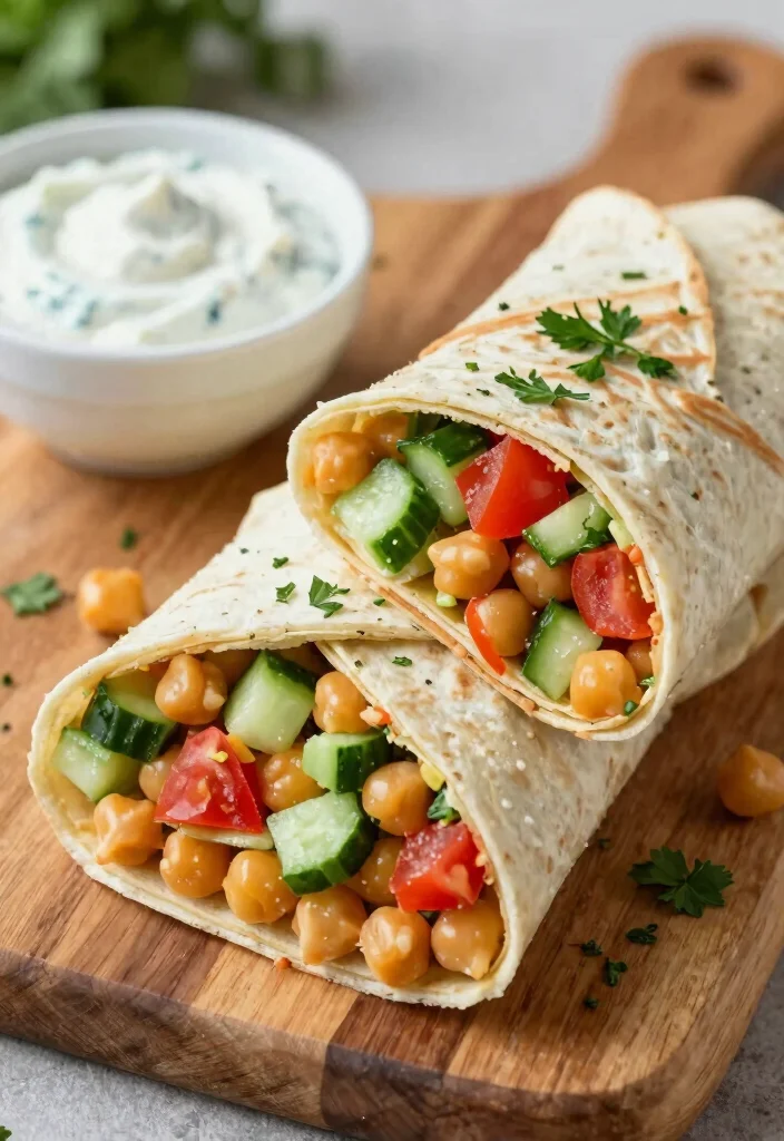 20 Lunch Potluck Ideas That Are Easy to Make and Share - 2. Mediterranean Chickpea Wraps 1