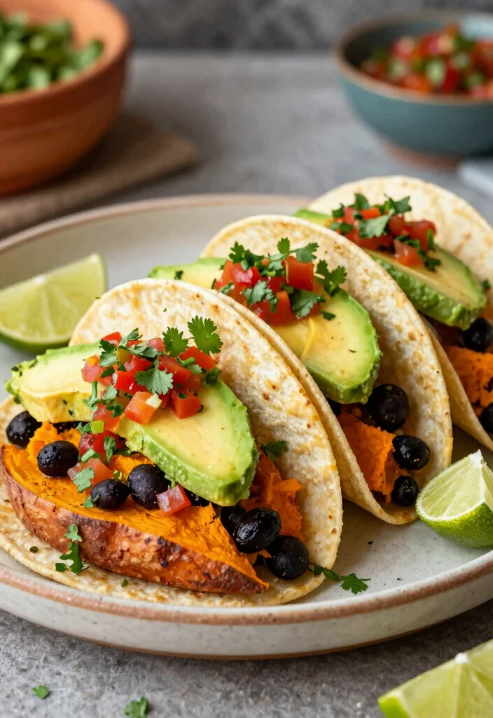 20 Lunch Potluck Ideas That Are Easy to Make and Share - 7. Sweet Potato and Black Bean Tacos 1
