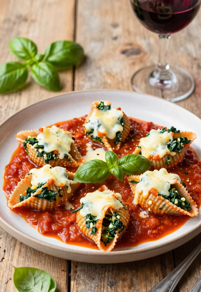 20 Meatless Dinner Recipes That Are Hearty and Satisfying - 8. Spinach and Ricotta Stuffed Shells 1