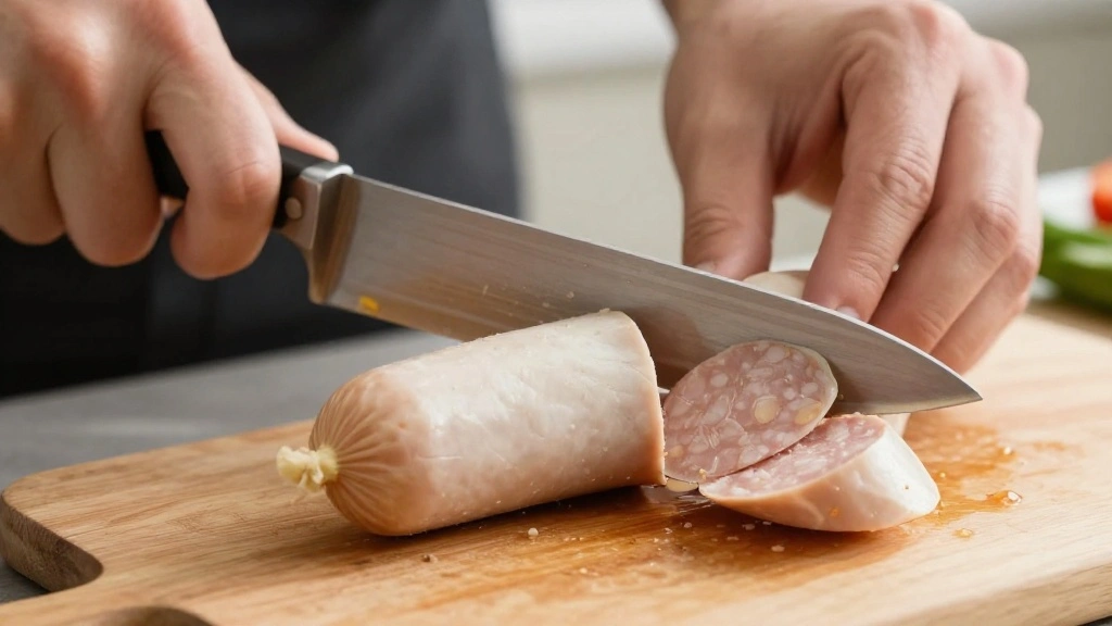 One Pan Sausage and Veggies Recipe - Step 2: Slice Sausage 1