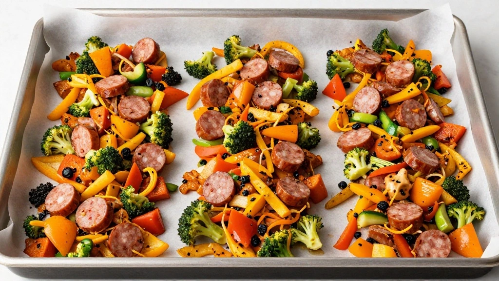 One Pan Sausage and Veggies Recipe - Step 5: Arrange on Sheet Pan 1